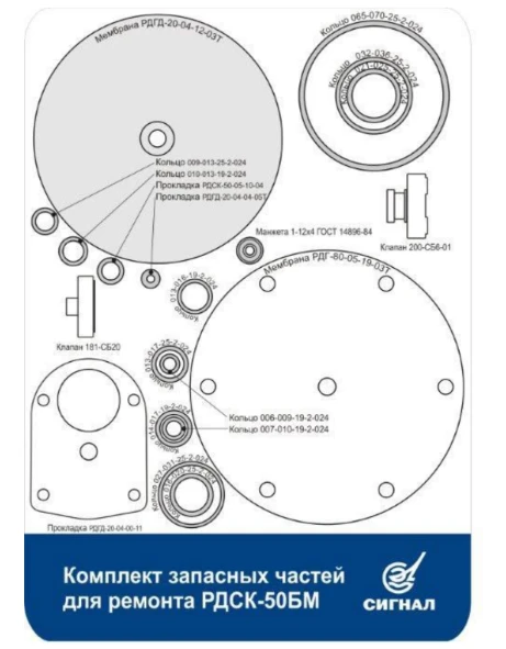 Комплект запасных частей для регуляторов давления газа РДСК-50БМ изображение