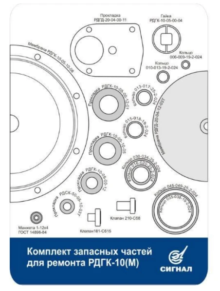 Комплект запасных частей для регуляторов давления газа РДГК-10 изображение